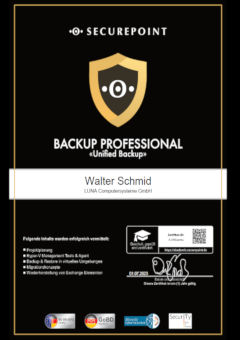 securepoint Backup Prof Zertifikat