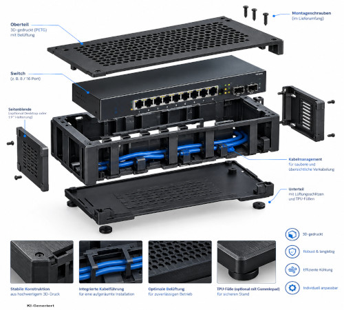 3D-gedrucktes Servergehäuse für IT-Hardware – individuelle Kleinserienfertigung`